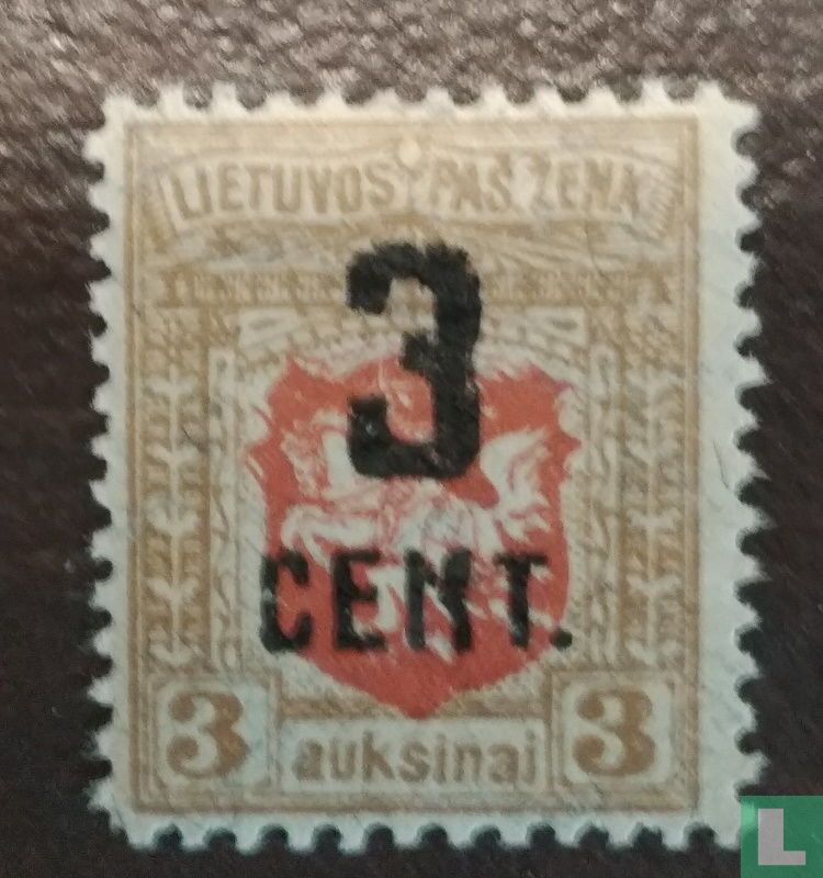 Vytis, with overprint