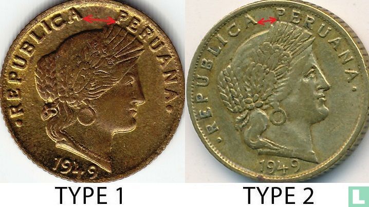 Peru 5 centavos 1949 (type 2)