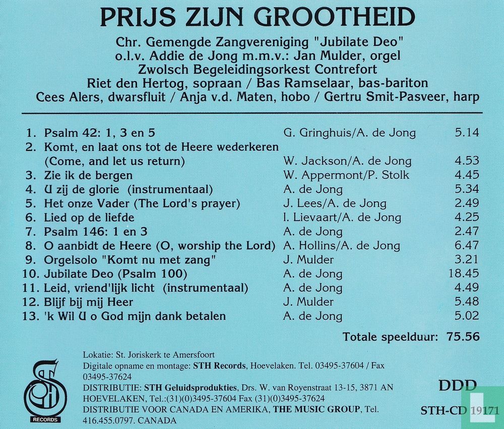 Prijs Zijn grootheid
