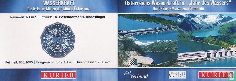 Austria 5 euro 2003 (folder - type 1) "Waterpower"