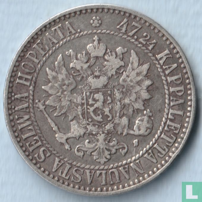 Finlande 2 markkaa 1865 (type 1)
