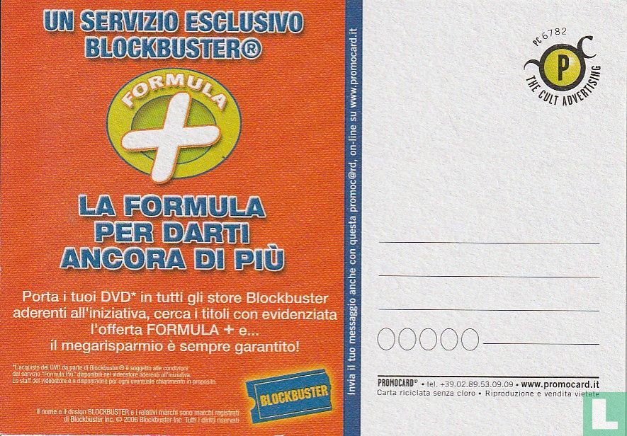 Blockbuster Formula 06782 - Formula + / Blockbuster - Promocard - LastDodo