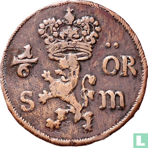 Sweden 1/6 öre S.M. 1672 KM# 254 (1672) - Sweden - LastDodo