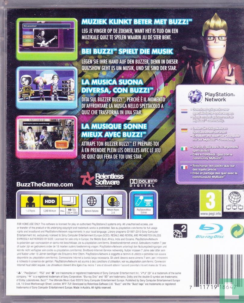 Buzz! The Ultimate Music Quiz with Buzzers (Playstation Move) PS3