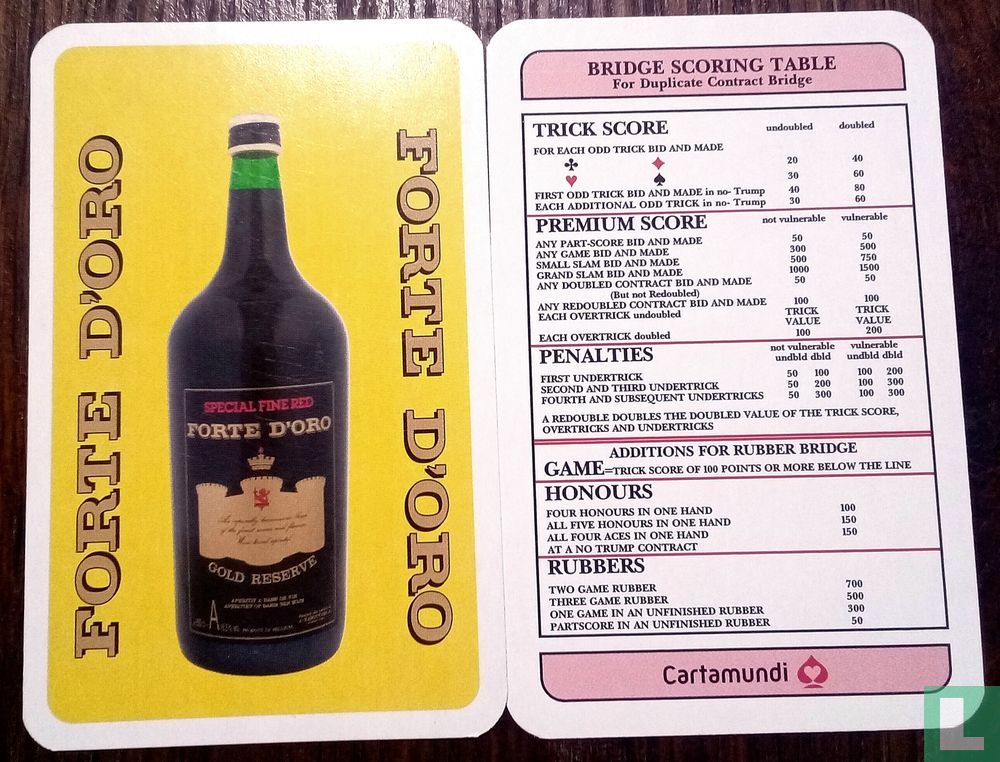 Forte d'Oro Esso. Bridge scoring table - Carta Mundi Belgium. - LastDodo