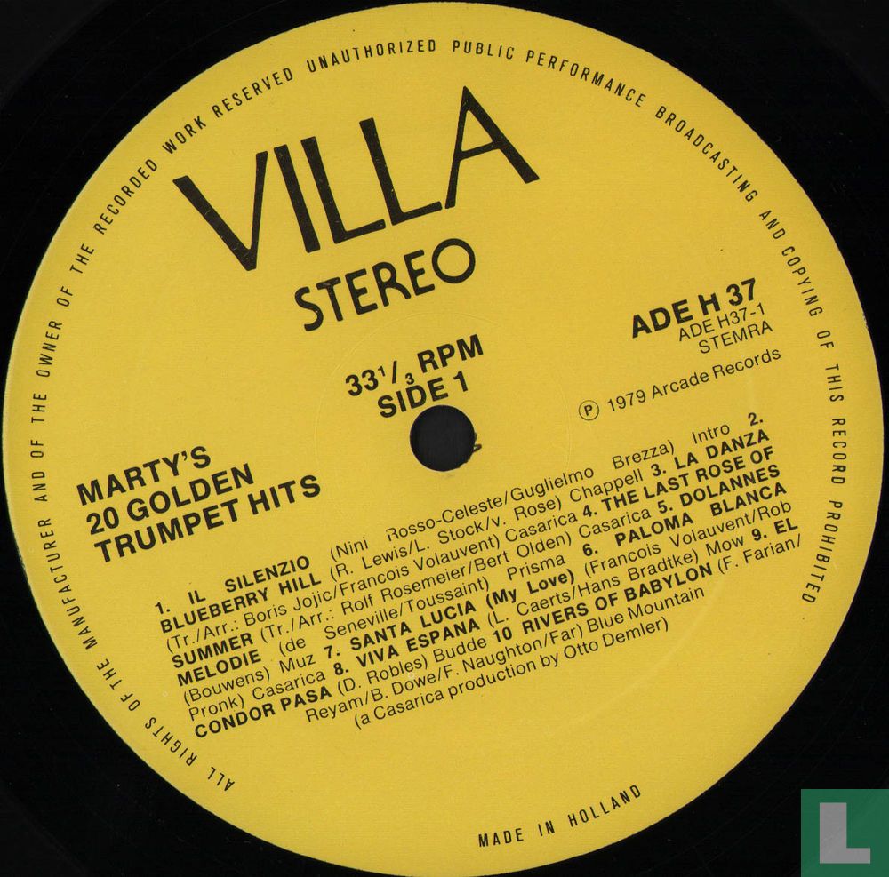 Marty's 20 Golden Trumpet Hits