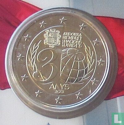 Andorra 2 Euro 2023 (Coincard - Govern d'Andorra) "30th anniversary Andorra's admission to the United Nations"
