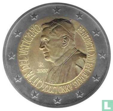Vatican 2 euro 2007 (folder) "80th birthday of Pope Benedict XVI" KM ...