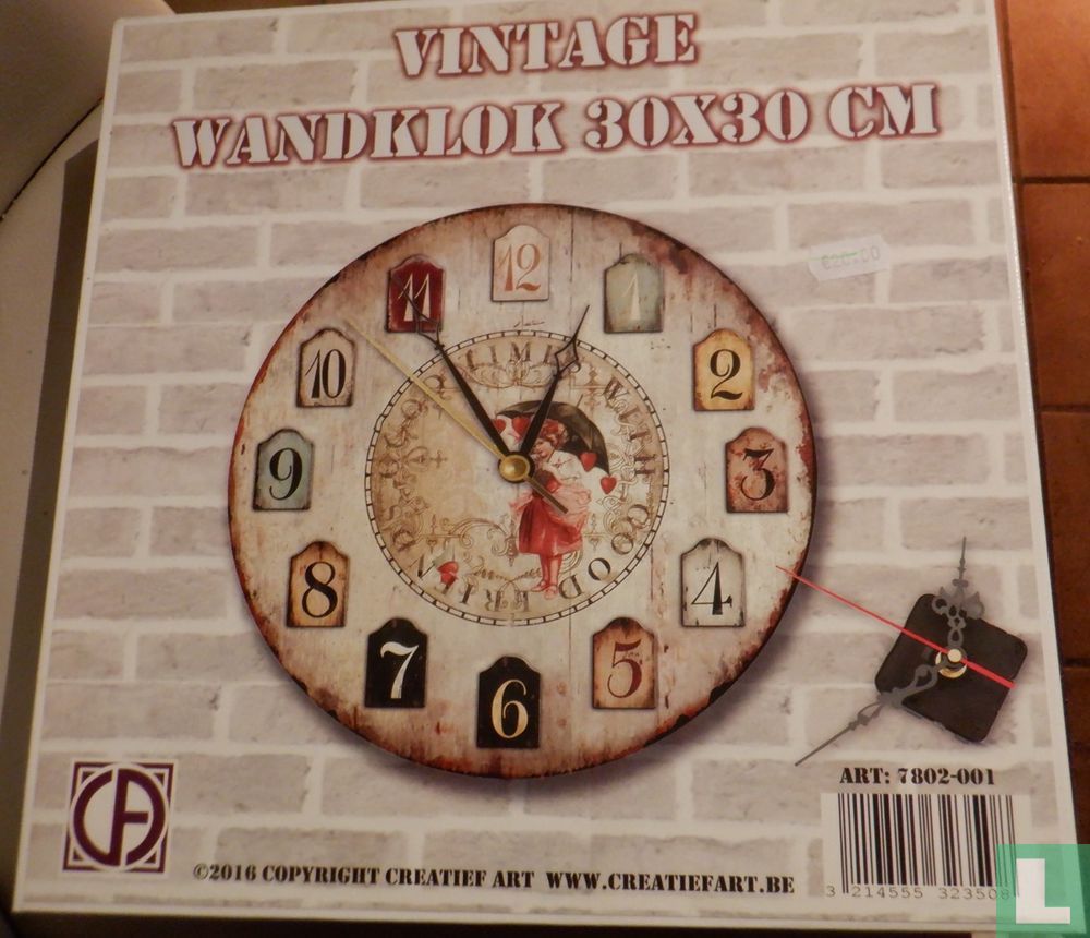 Vintage wandklok 30 x 30 cm
