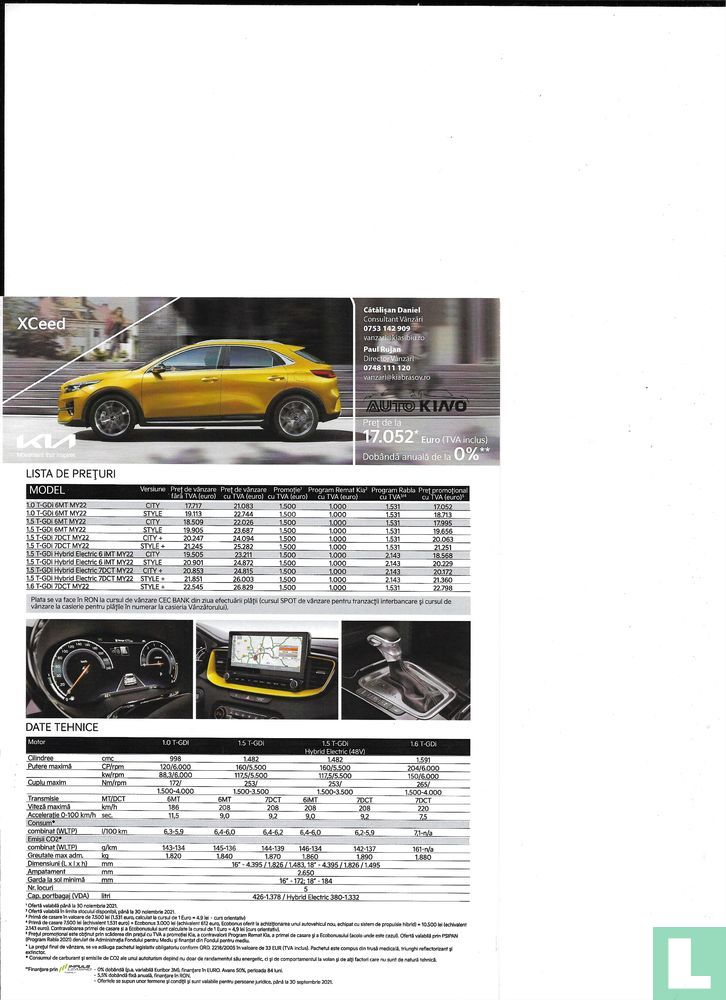 Kia XCeed Specificatielijst