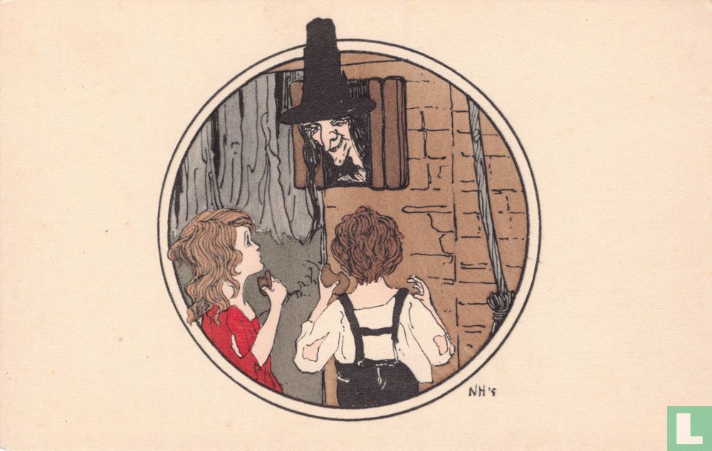 Hans en Grietje bij het huisje van de heks s 45290 (rechtsonder op