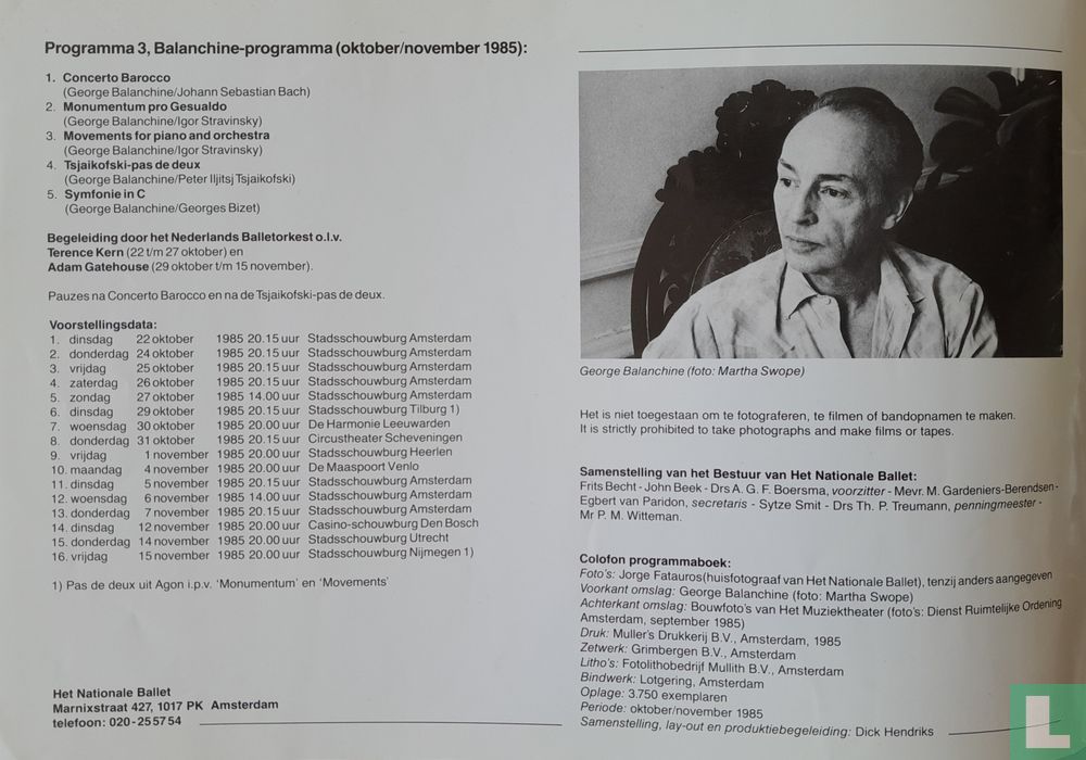 George Balanchine programma