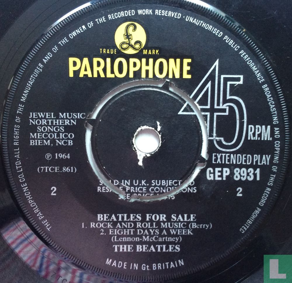 Beatles For Sale EP GEP 8931 (1970) Beatles, The LastDodo