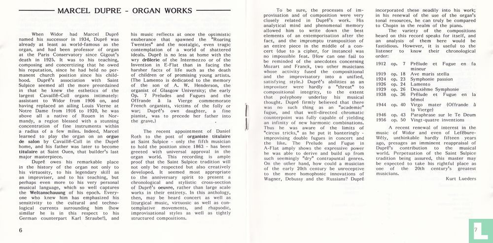 Marcel Dupré - Orgelwerke