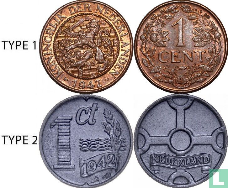 Pays-Bas 1 cent 1942 (type 2)