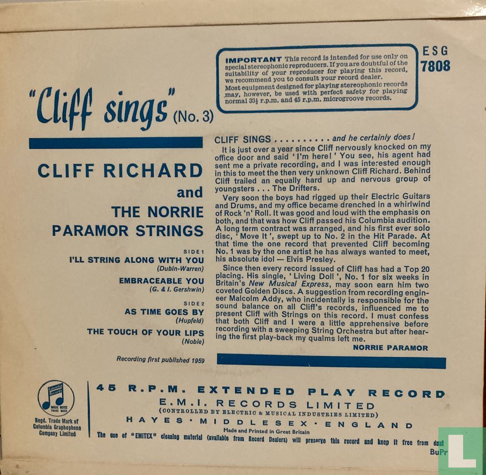Cliff Sings No. 3