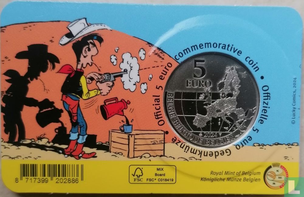 België 5 euro 2024 (coincard - kleurloos) "Lucky Luke"