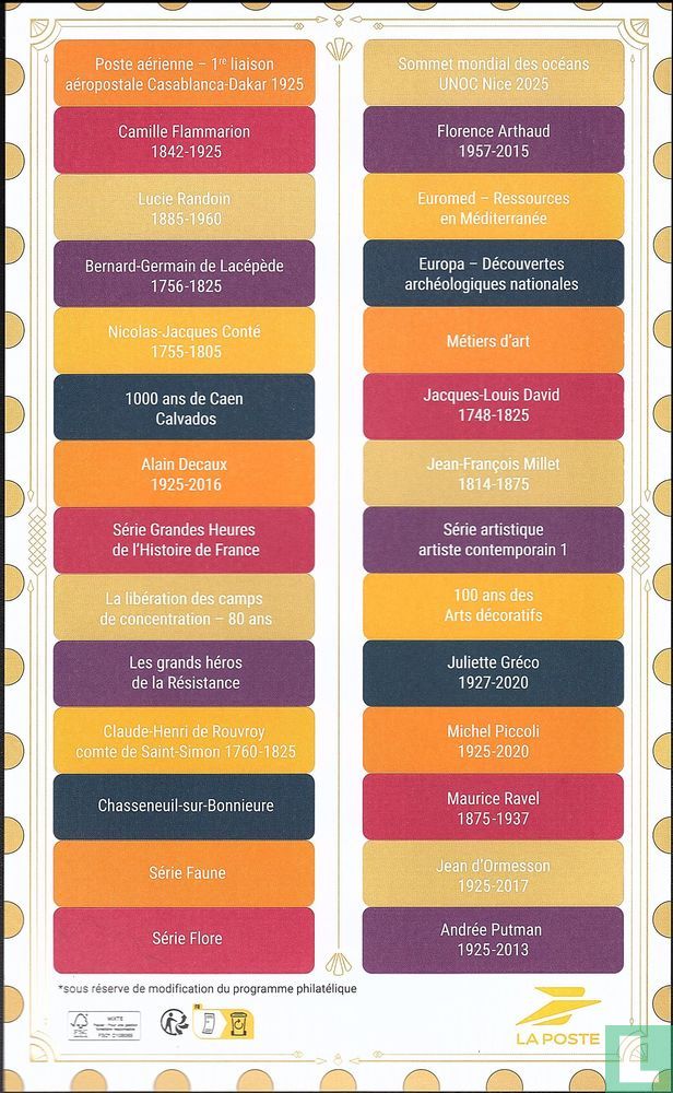 Programme philatélique 2025