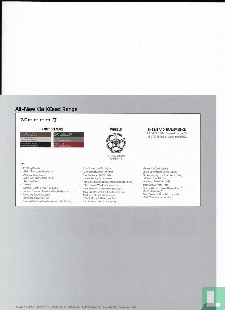 Kia XCeed Specificatielijst