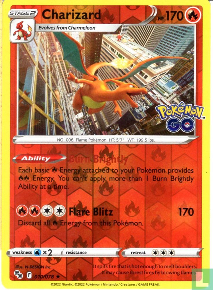 charizard pokemon card reverse holo Charizard (reverse holo) 010/078 (2022) - English)2022) Sword & Shield -  Pokemon GO