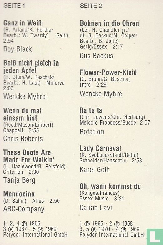 Schlager-Erinnerungen 1966 - 1970