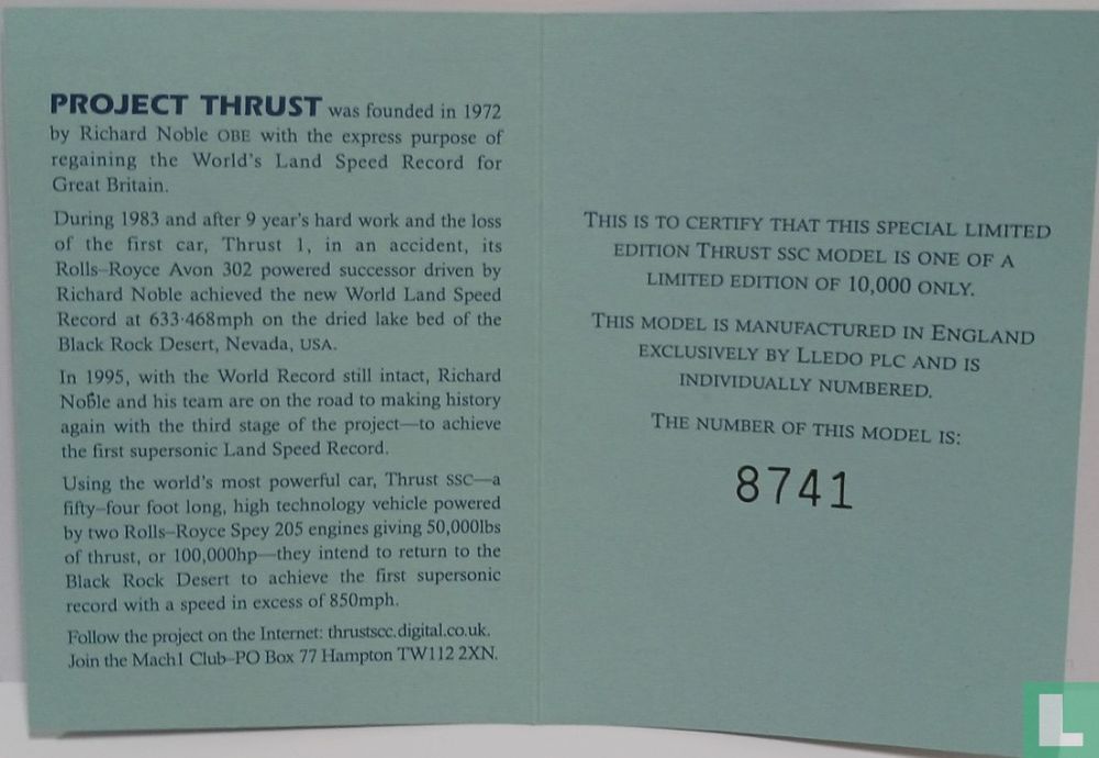 Thrust S.S.C. (Super Sonic Car)