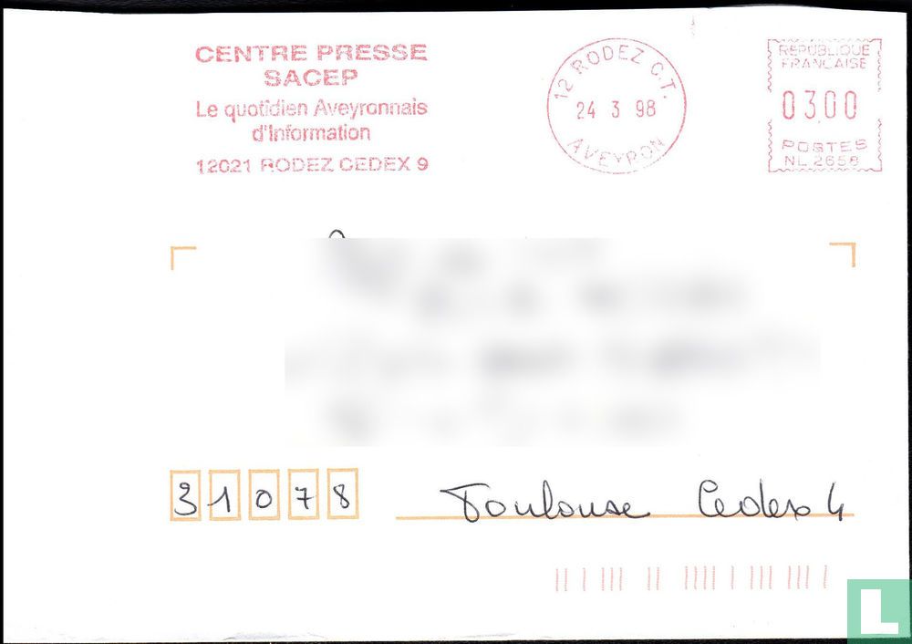 SACEP press center (1998) - Postmark [philately] - LastDodo