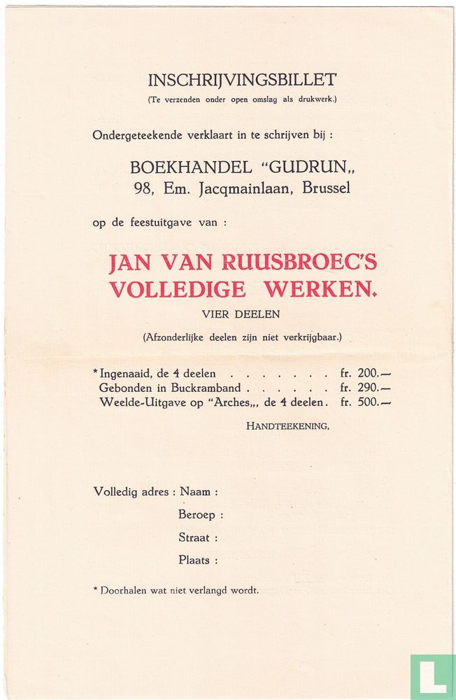 Jan van Ruusbroec 1831-1931