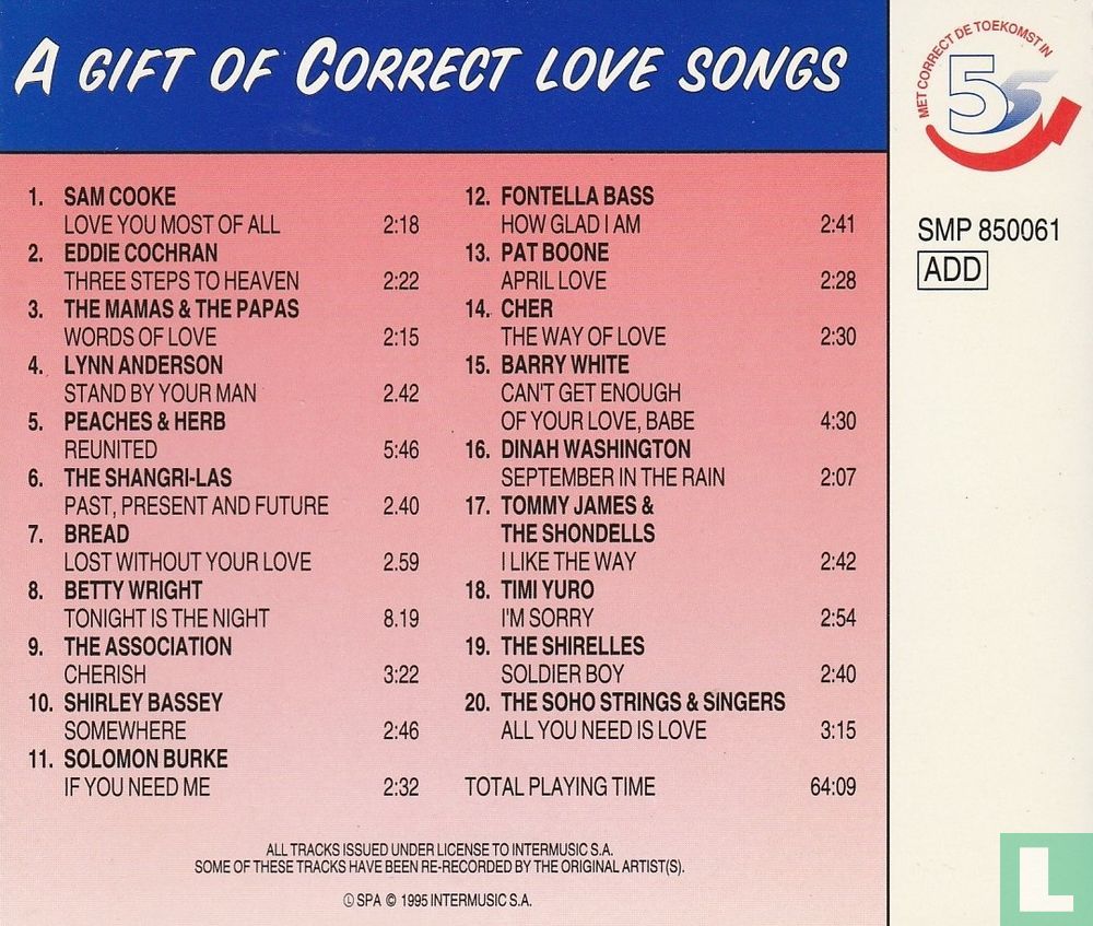 A Gift of Correct Love Songs CD SMP 850061 (1995) - Various artists ...