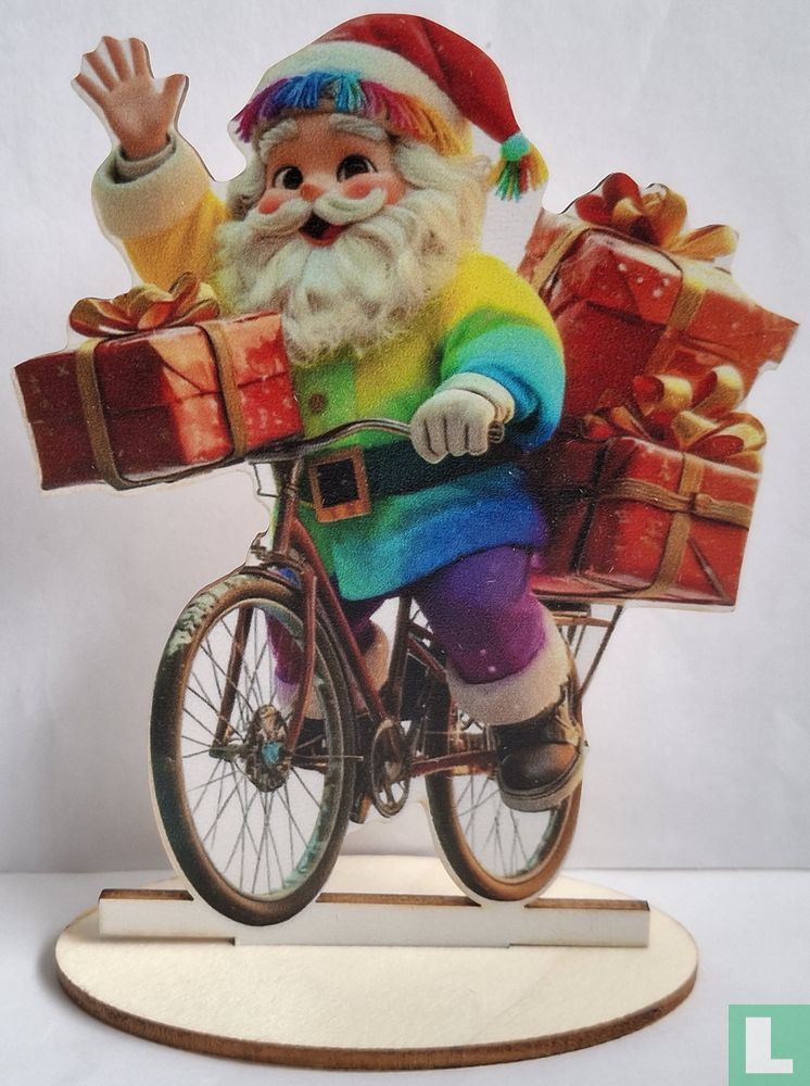 Kerstman op fiets