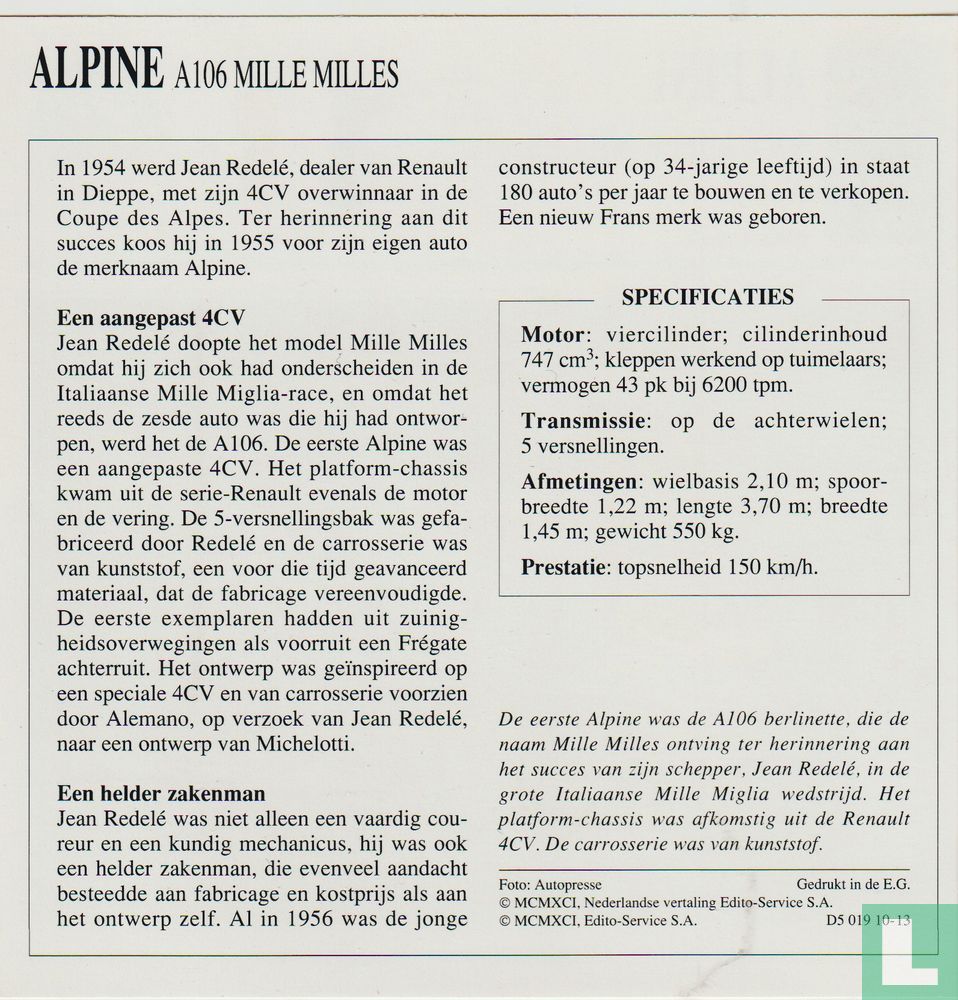 Alpine A106 Mille Milles