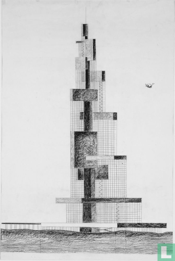 Expanding Skyskraper: Presentation Drawing, Elevation Study