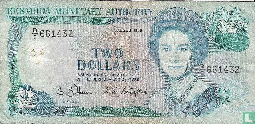 Bermuda 2 Dollar 1989