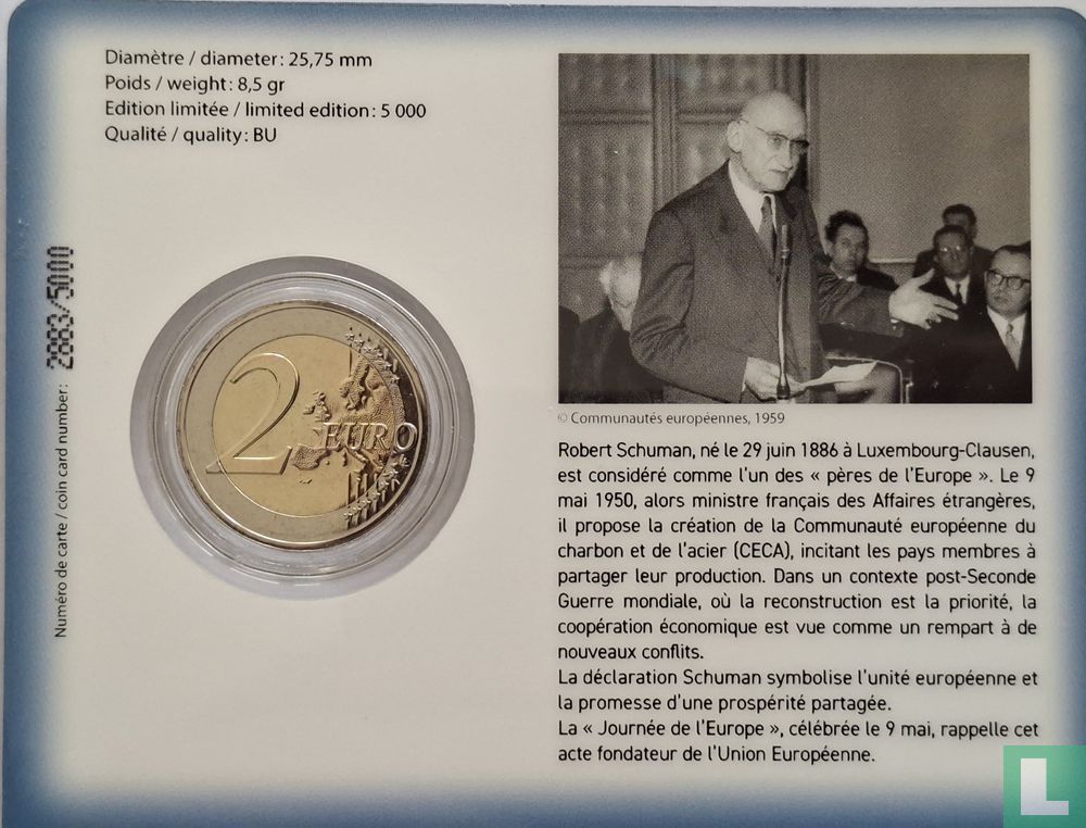 2025 Luxembourg 2 Euro Commemorative Coin – Schuman Declaration - View #2