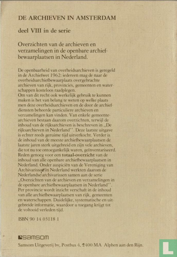 Archieven De archieven in Amsterdam (1981) - Geschichte - LastDodo