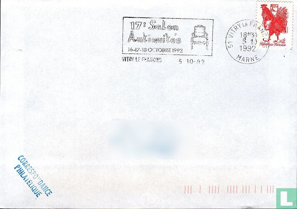 Antiques Fair - Vitry le François (1992) - Postmark [philately] - LastDodo