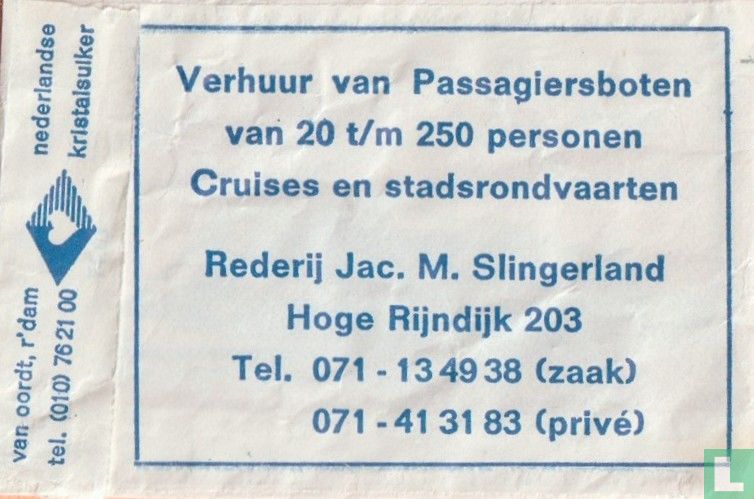 Inside Card Rederij Olympia - Rederij Jac. M Slingerland - Zakje - LastDodo