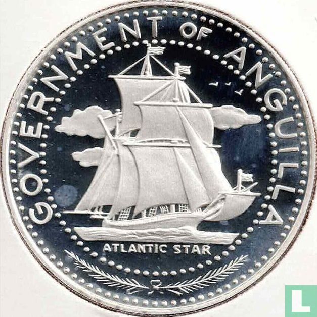 Anguilla 4 dollar 1970 (PROOF) "Zeilschip Atlantic Star"