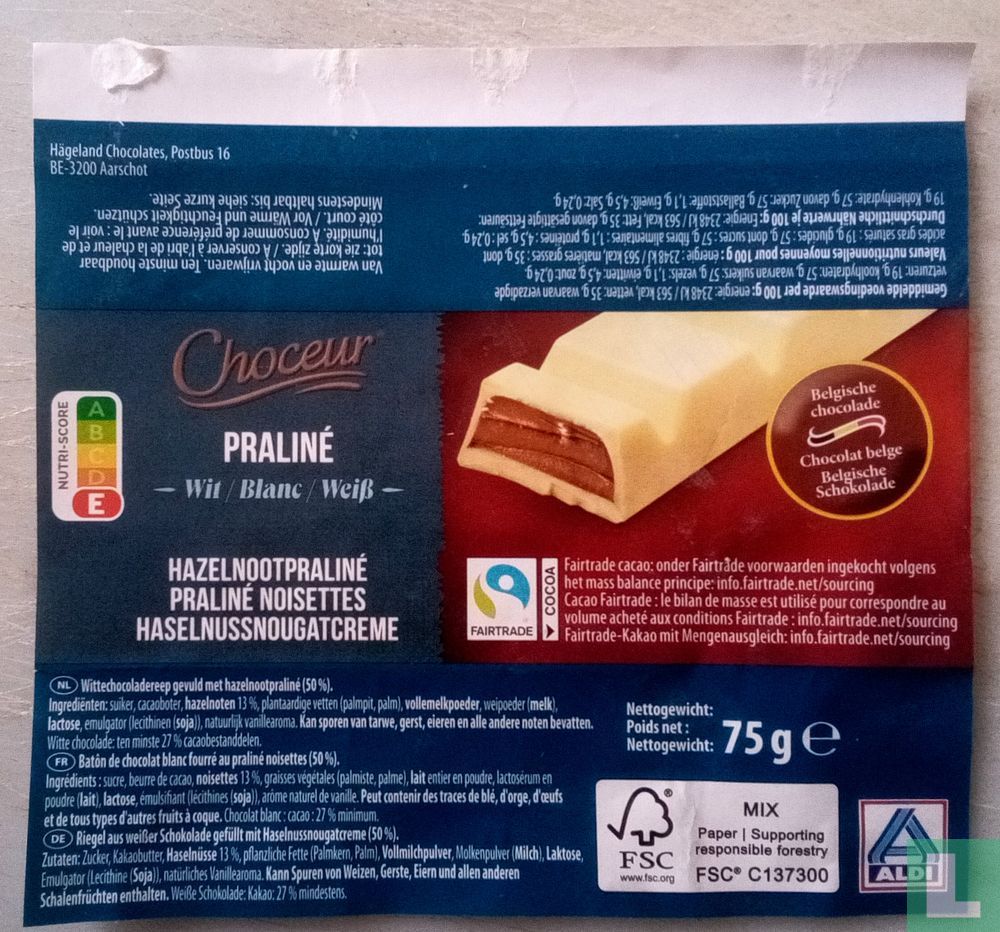 White hazelnut praline chocolate.