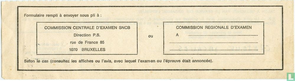 SNCB exam registration form