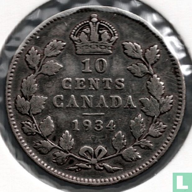 Canada 10 cents 1934 KM# 23a (1934) - Canada - LastDodo
