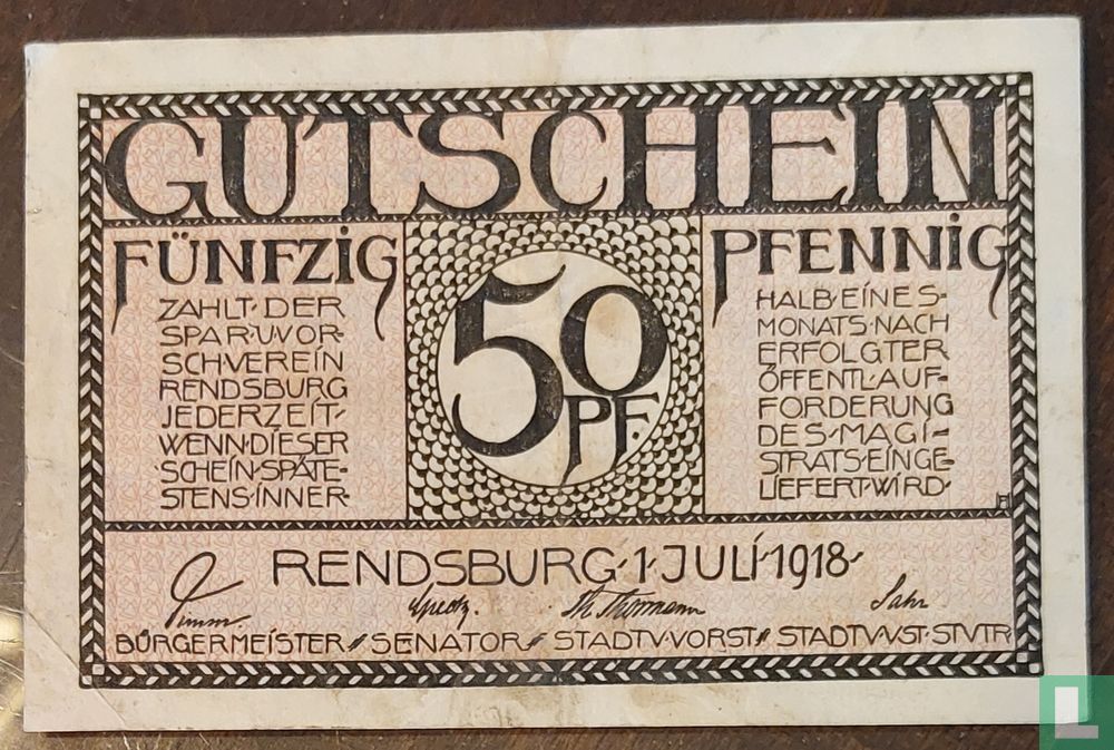 Rendsburg 50 pfennigs 1918