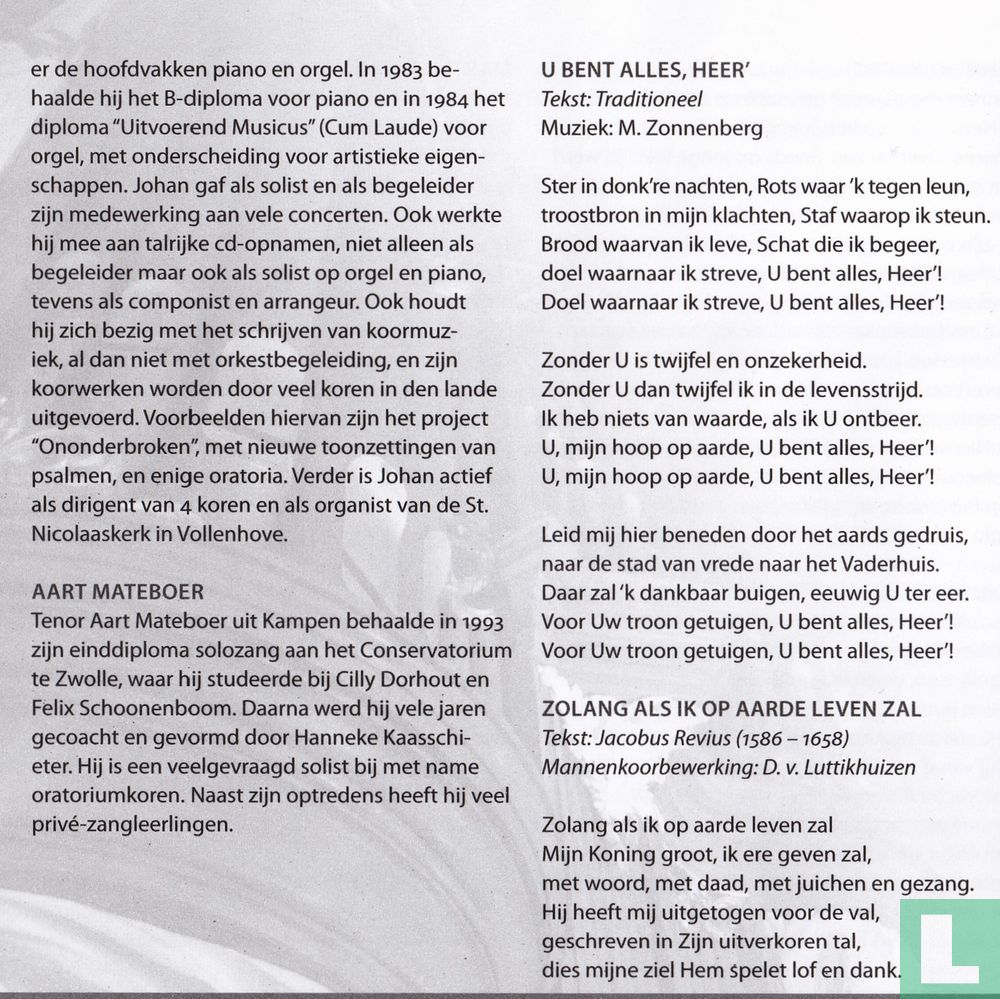 U bent alles, Heer'
