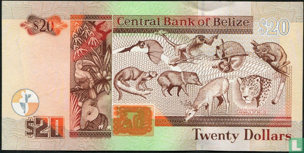 Belize 20 dollar 1997