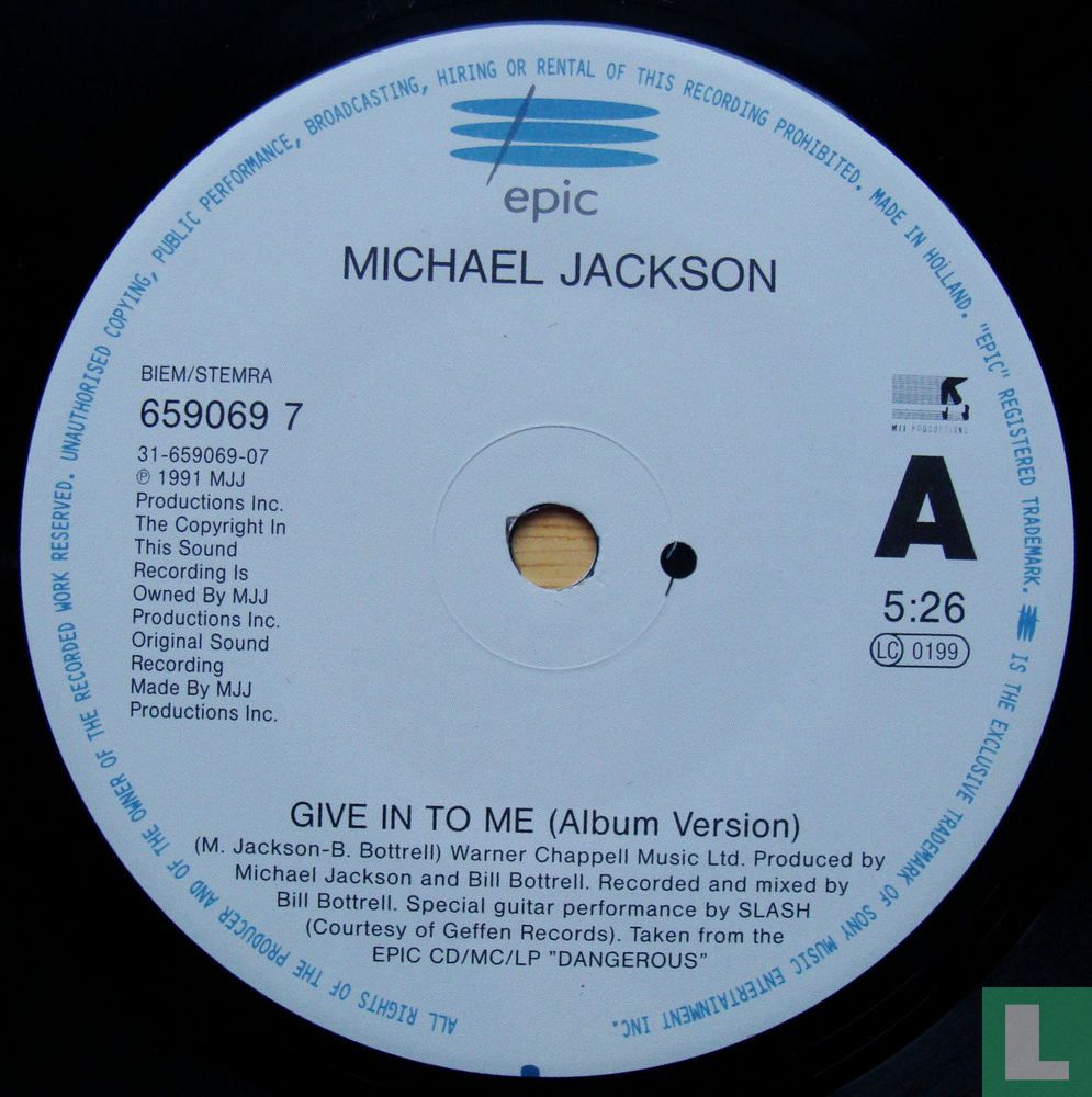 Give in to me Single 659069 7 (1993) - Jackson, Michael - LastDodo