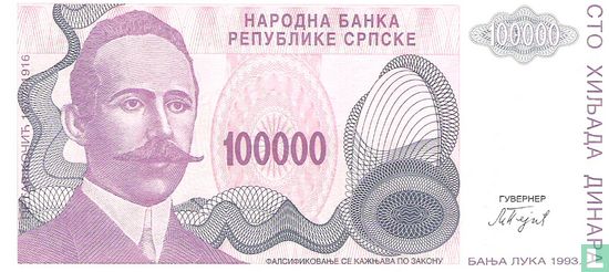 Srpska 100.000 Dinara 1993 - Bild 1