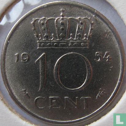 Netherlands 10 cent 1954 - Image 1