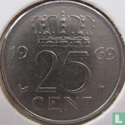 Netherlands 25 cent 1969 (rooster) - Image 1