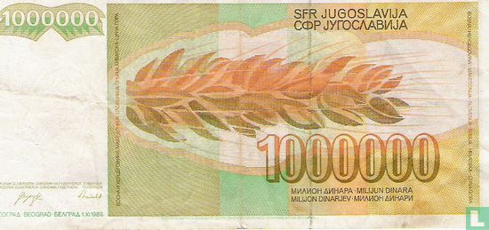 Yougoslavie 1 Million Dinara 1989 - Image 2