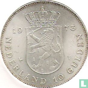 Pays-Bas 10 gulden 1973 "25th anniversary Reign of Queen Juliana" - Image 1